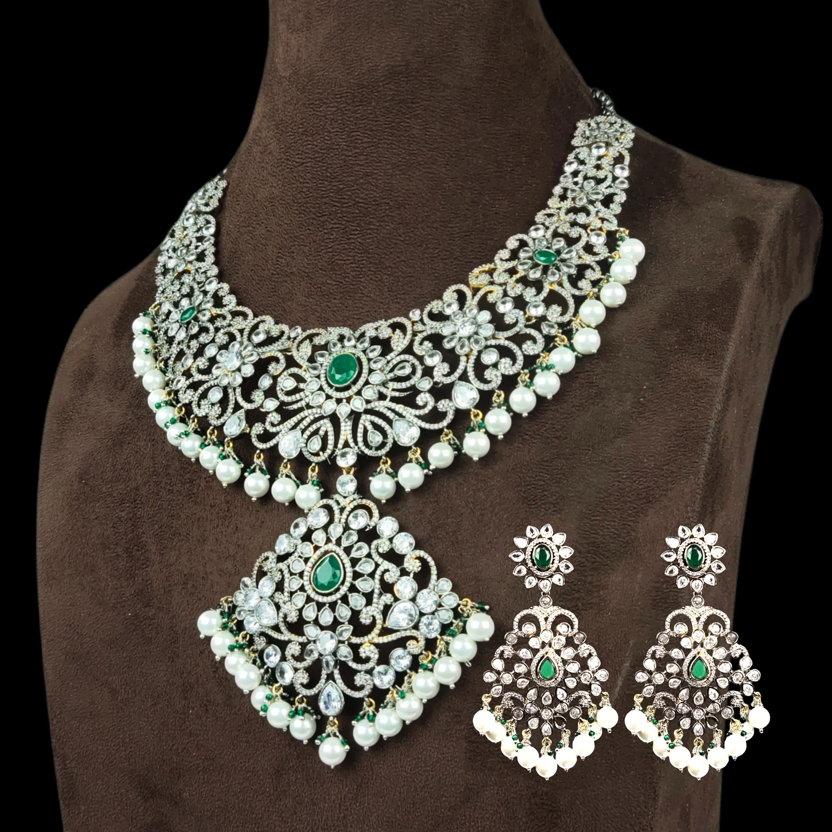 Victorian American Diamond Necklace Set By Asp Fashion Jewellery