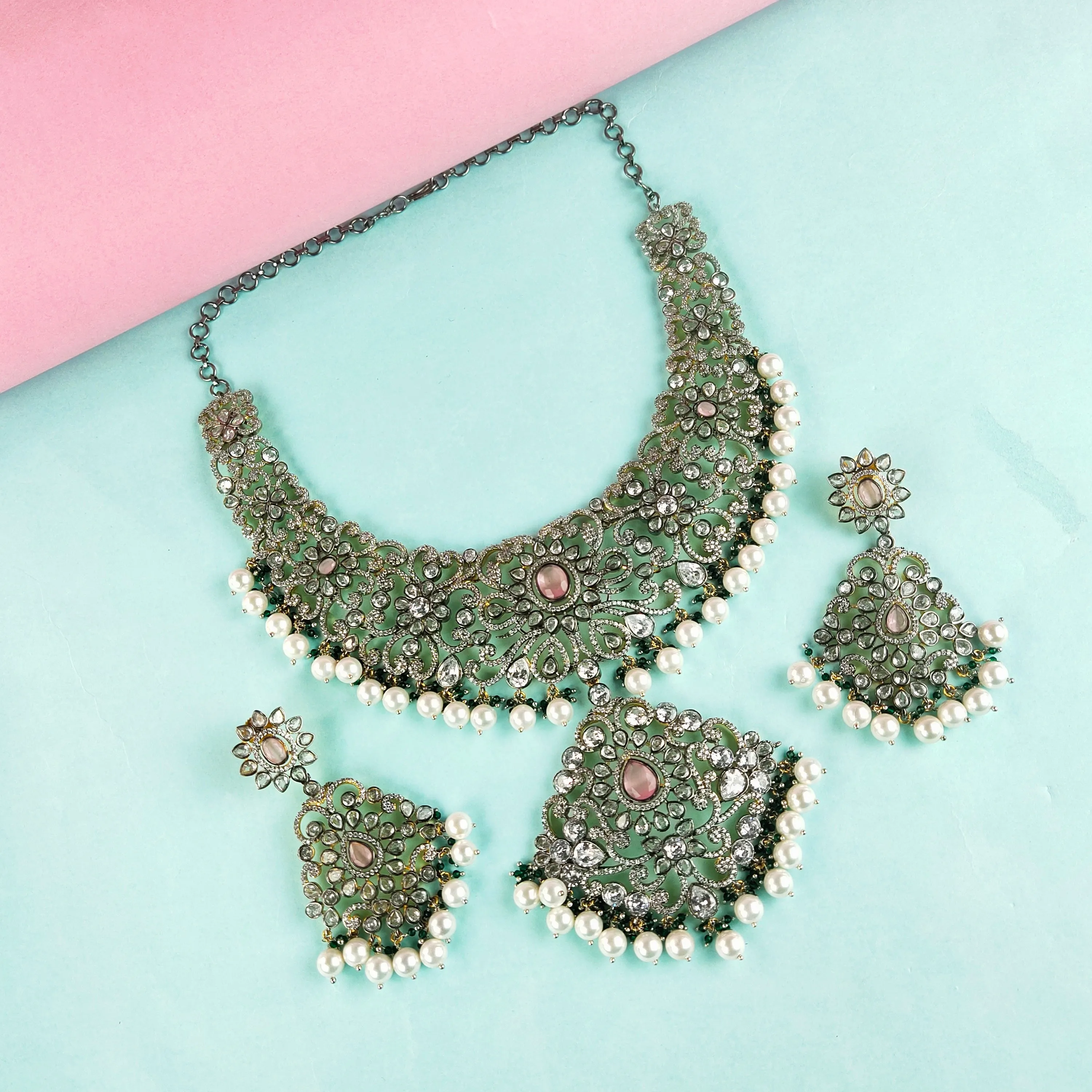 Victorian American Diamond Necklace Set By Asp Fashion Jewellery