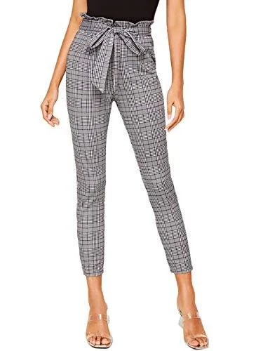 Women's Stretchy Workwear Office Skinny Pants with Belt