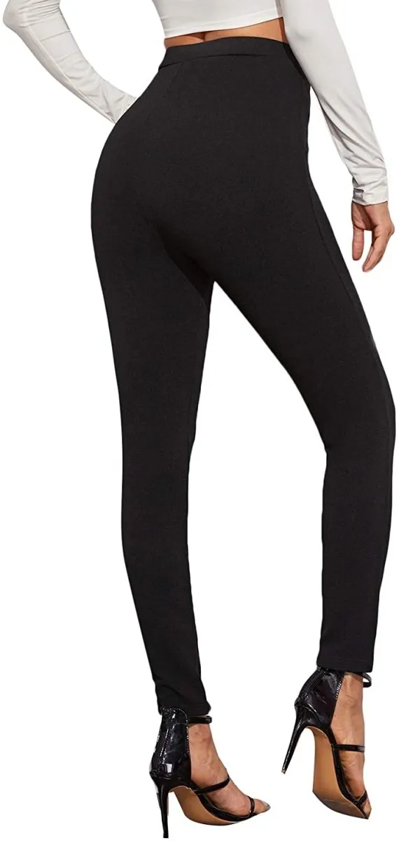 Women's Stretchy Workwear Office Skinny Pants with Belt