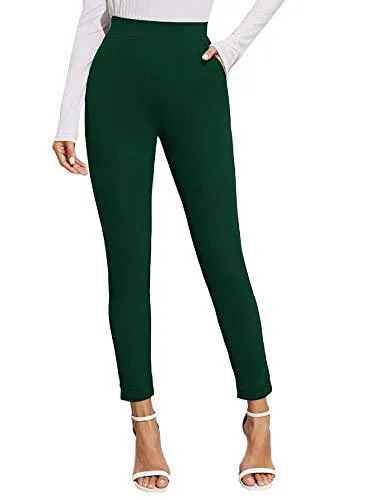 Women's Stretchy Workwear Office Skinny Pants with Belt