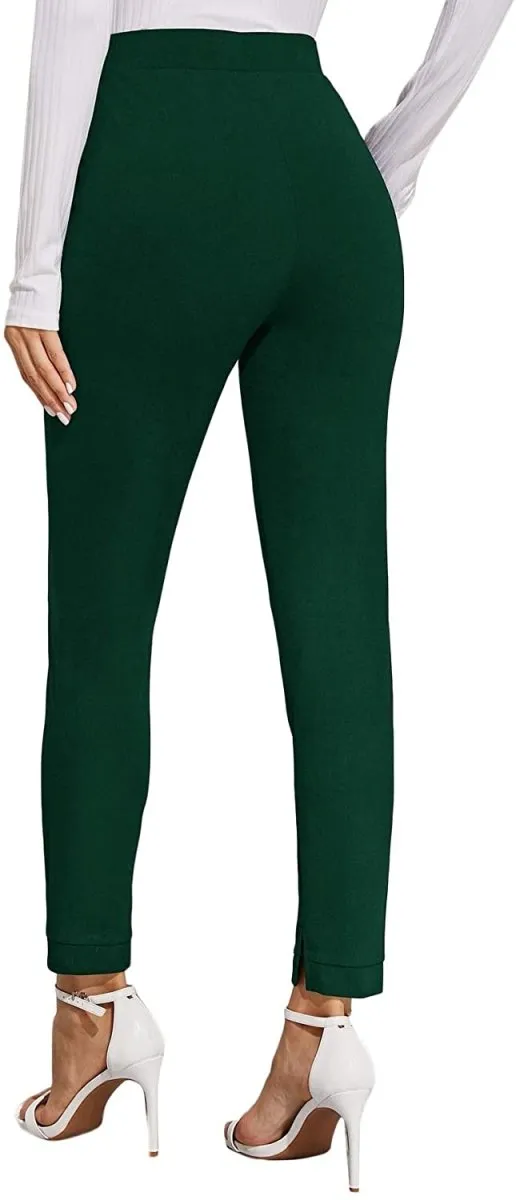 Women's Stretchy Workwear Office Skinny Pants with Belt