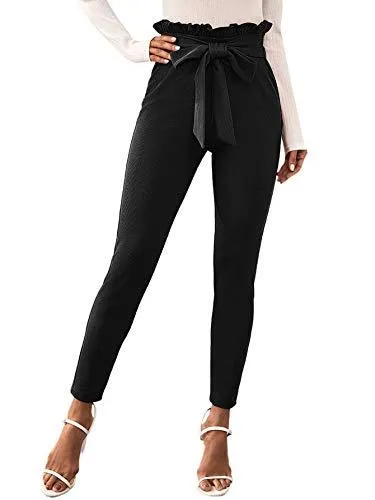 Women's Stretchy Workwear Office Skinny Pants with Belt