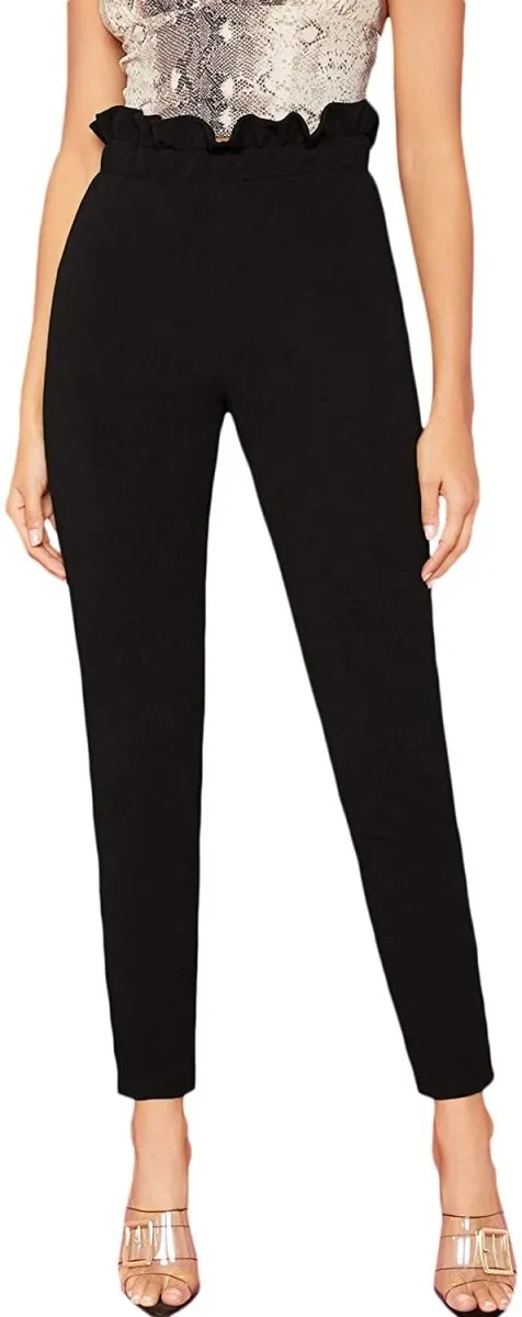 Women's Stretchy Workwear Office Skinny Pants with Belt