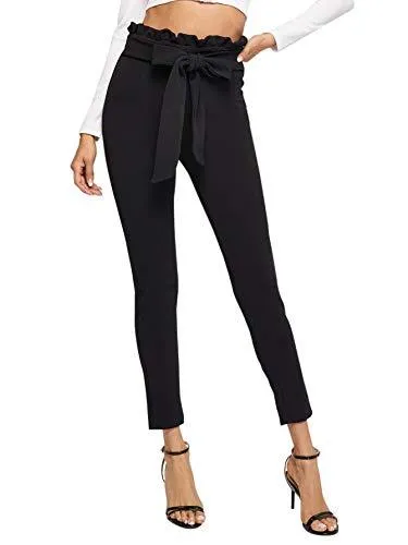 Women's Stretchy Workwear Office Skinny Pants with Belt