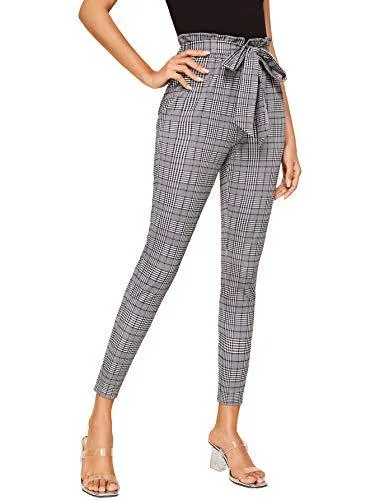 Women's Stretchy Workwear Office Skinny Pants with Belt