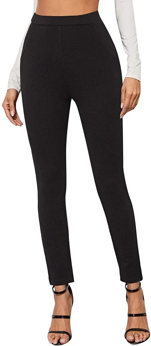 Women's Stretchy Workwear Office Skinny Pants with Belt